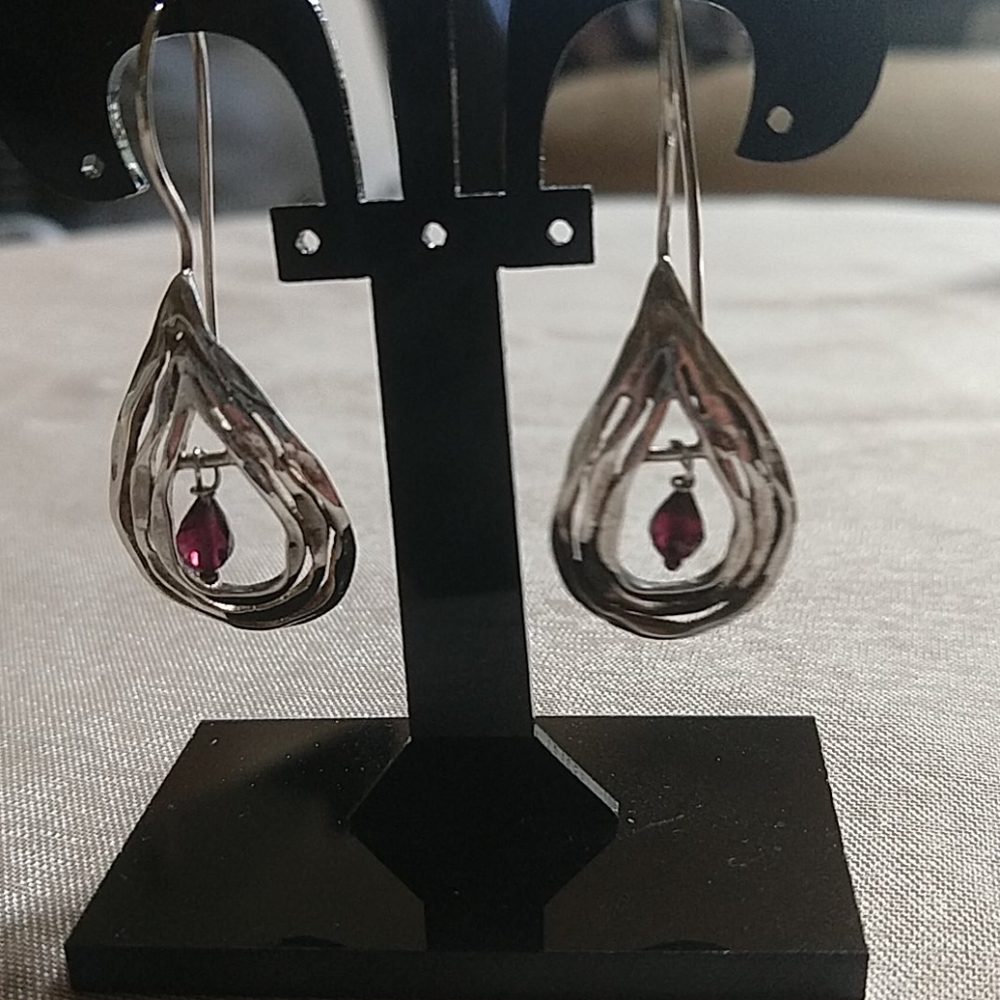 Sterling Silver & Rhodolite Garnet Earrings